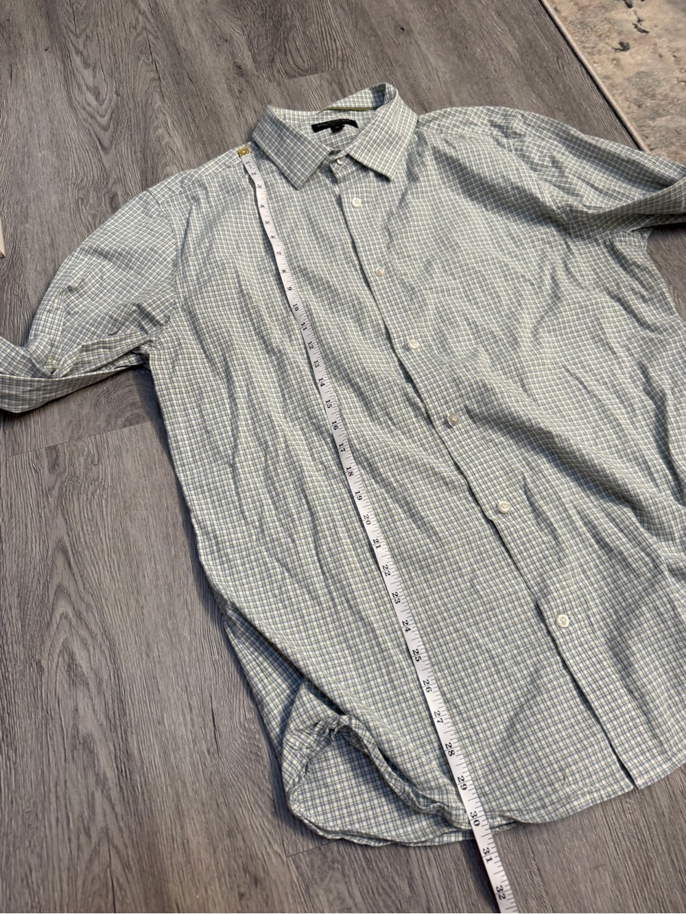 Banana Republic Button-Down Shirt Men's XL White/Green/Blue Slim Fit Long Sleev - Picture 6 of 8